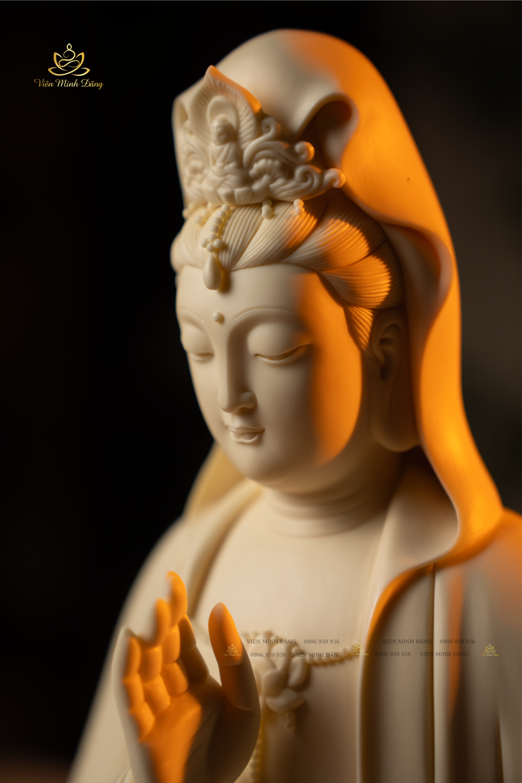 Quan Âm Gốm Đức Hoá - 35cm (Kem)