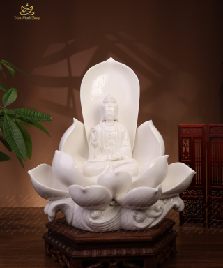 Quan Âm Bạch Ngọc Liên Hoa - Tráng Men