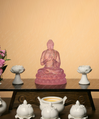 Phật Dược Sư Lưu Ly viền vàng-21cm